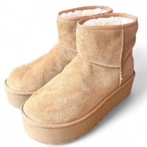 UGG Classic Mini Platform Boots Chestnut Suede Shearling Women’s Size 8 1134991